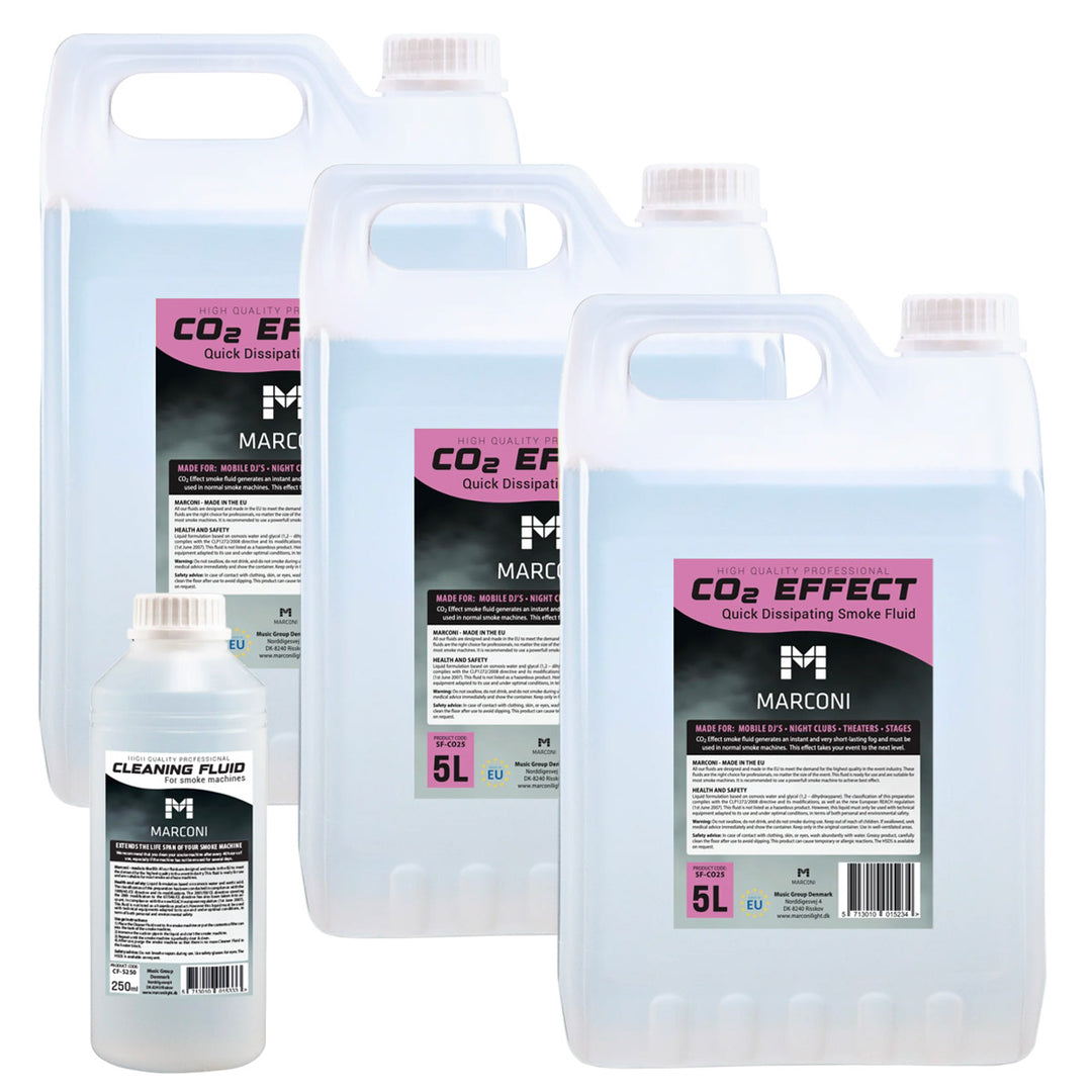 3 x 5L Liquido per Fumo (CO2 Effekt) + 250ml Liquido di Pulizia