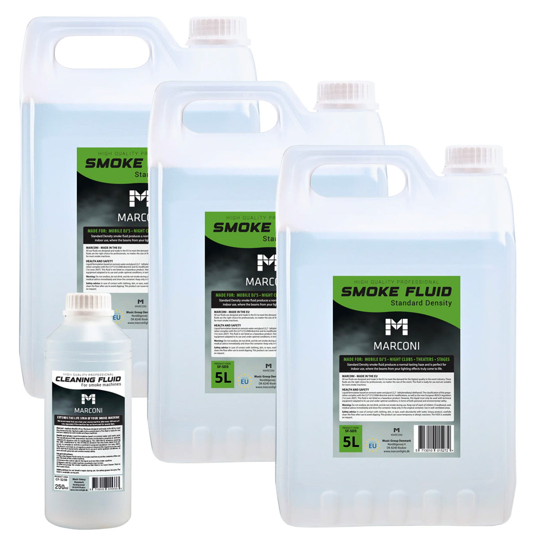 3 x 5L Liquido per Fumo (Standard Density) + 250ml Liquido di Pulizia
