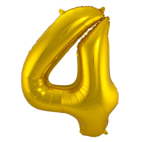 Palloncino a Forma di Numero 4 (Oro, 86 cm)