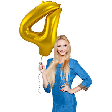 Palloncino a Forma di Numero 4 (Oro, 86 cm)