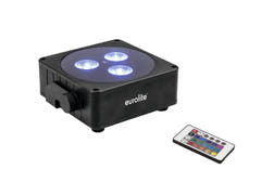 EUROLITE Set 8x AKKU Flat Light 3 bk + custodia in plastica con trolley