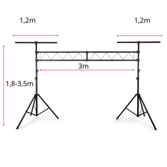 Ponte luci Hardman SDLS1 su stativi, alto 3,5 m e largo 3 m