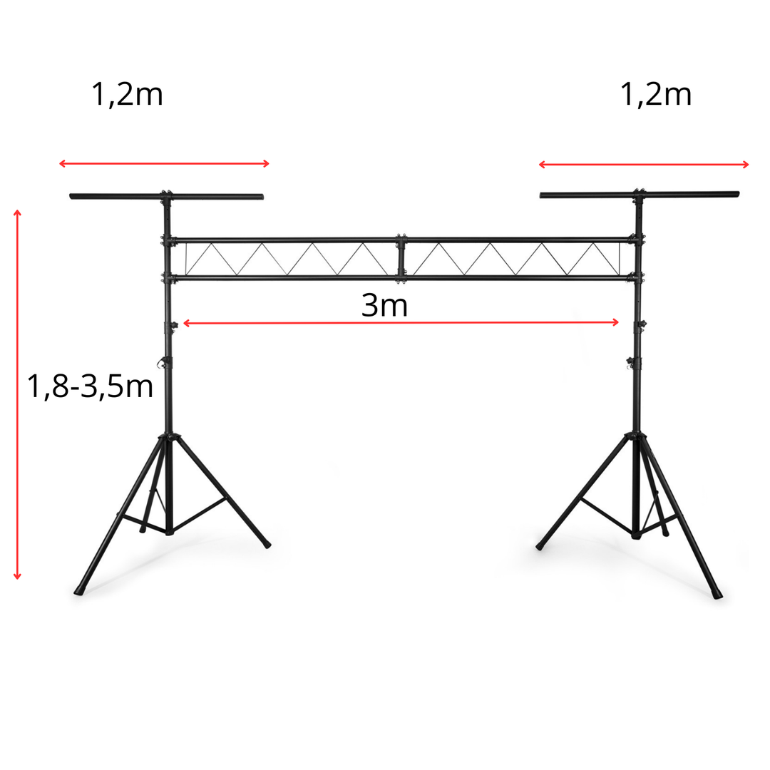 Ponte luci Hardman SDLS1 su stativi, alto 3,5 m e largo 3 m