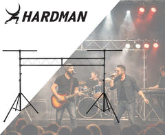 Ponte luci Hardman SDLS1 su stativi, alto 3,5 m e largo 3 m