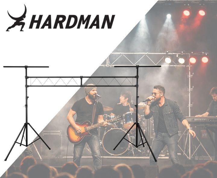 Ponte luci Hardman SDLS1 su stativi, alto 3,5 m e largo 3 m