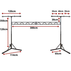 Hardman SDLS8 traliccio luci su supporti, alto 3,5 m e largo 3 m, due borse