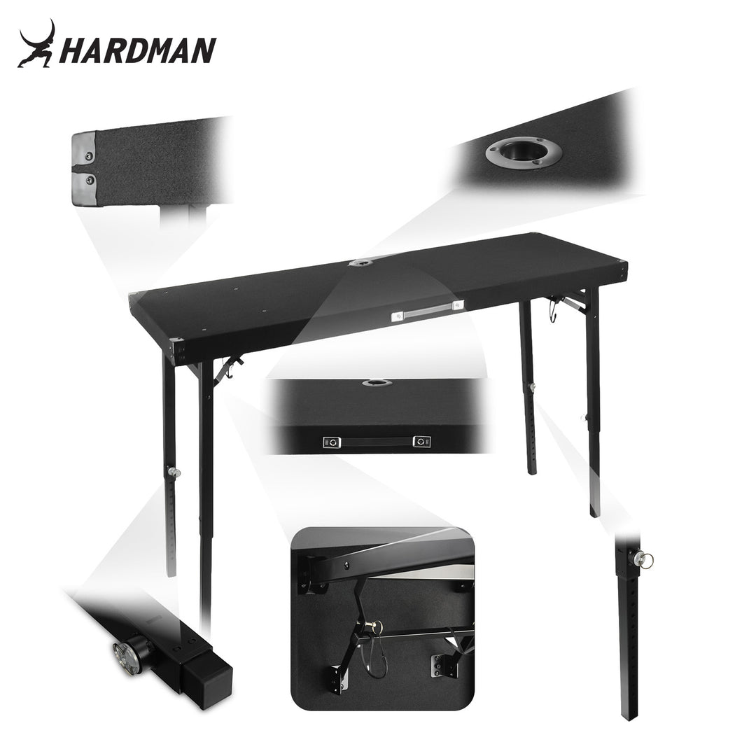 Tavolo DJ pieghevole Hardman DTS1, 154 x 52 cm, con borsa
