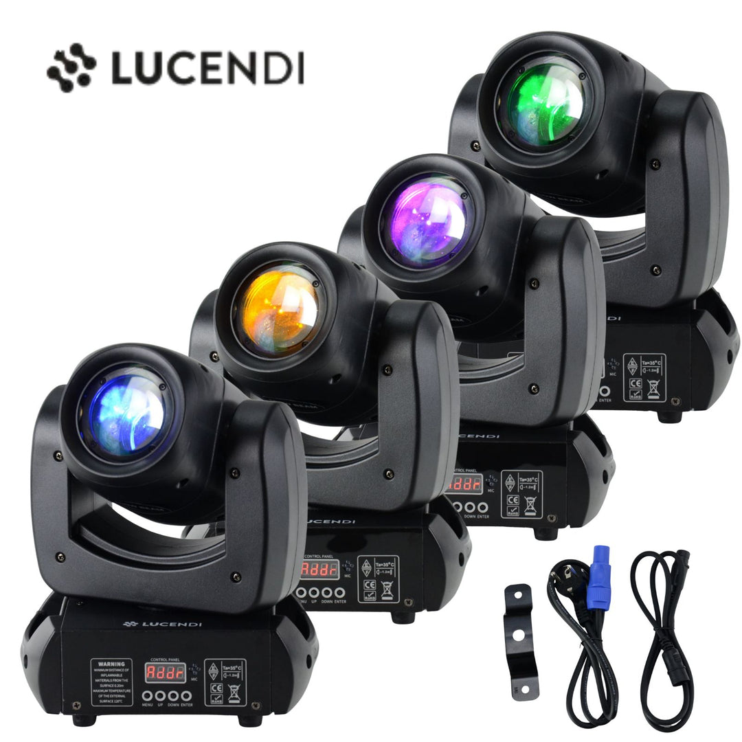 Lucendi BEAM100 moving head, set da 4 pezzi e case