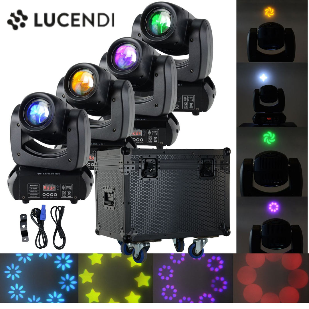 Lucendi BEAM100 moving head, set da 4 pezzi e case