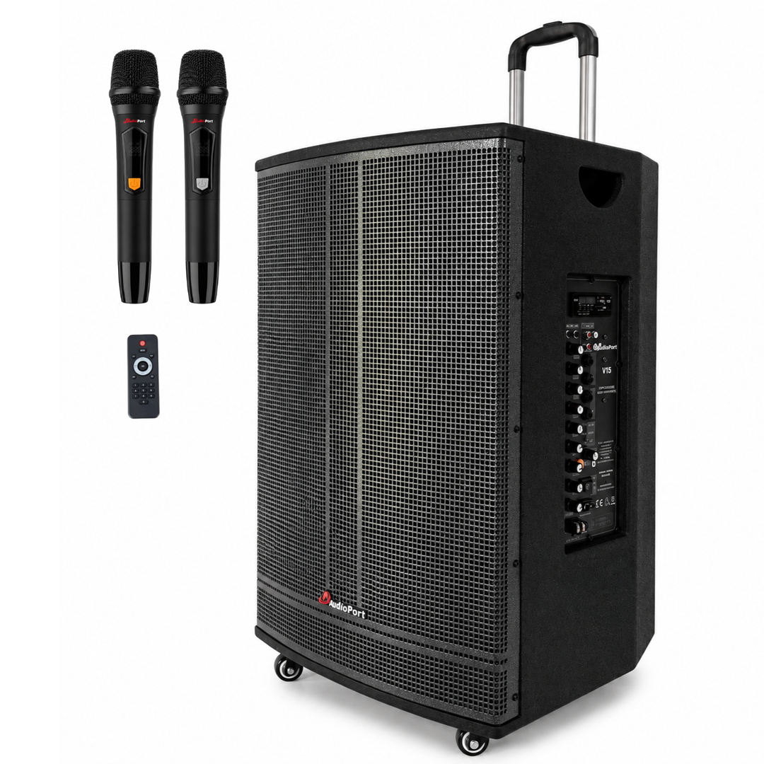 Audioport V15 altoparlante attivo portatile da 500 W con 2 microfoni