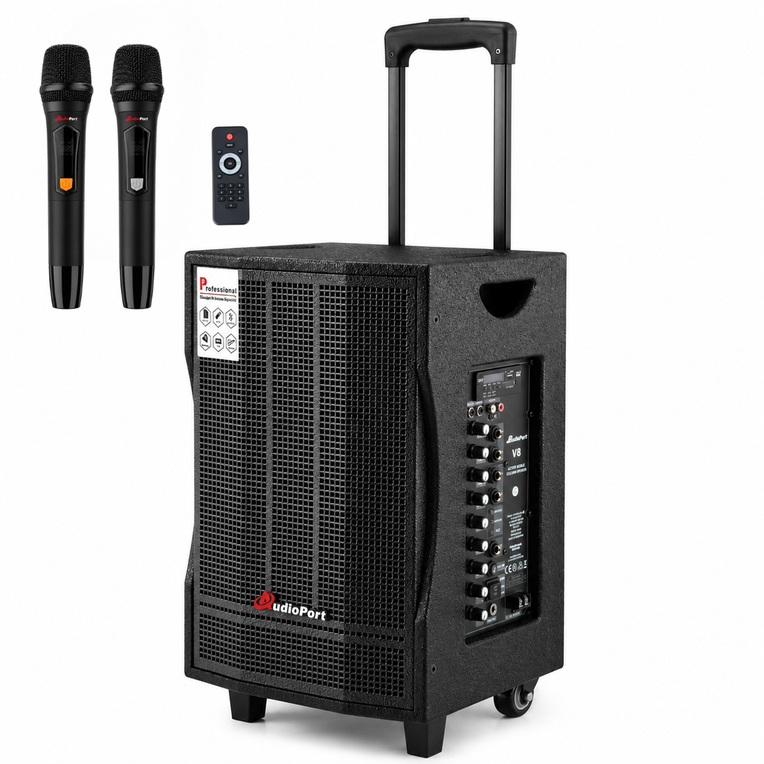Audioport V8 cassa attiva portatile 250 W con 2 microfoni