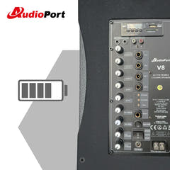 Audioport V8 cassa attiva portatile 250 W con 2 microfoni
