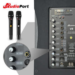 Audioport V8 cassa attiva portatile 250 W con 2 microfoni