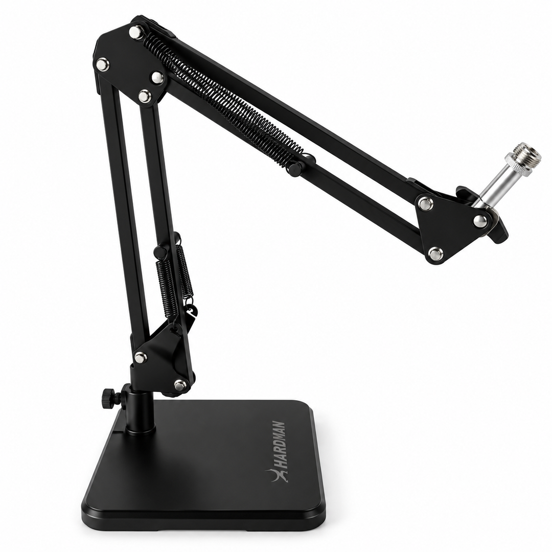 Supporto per microfono da tavolo Hardman con base pesante e braccio, fino a 2,5 kg