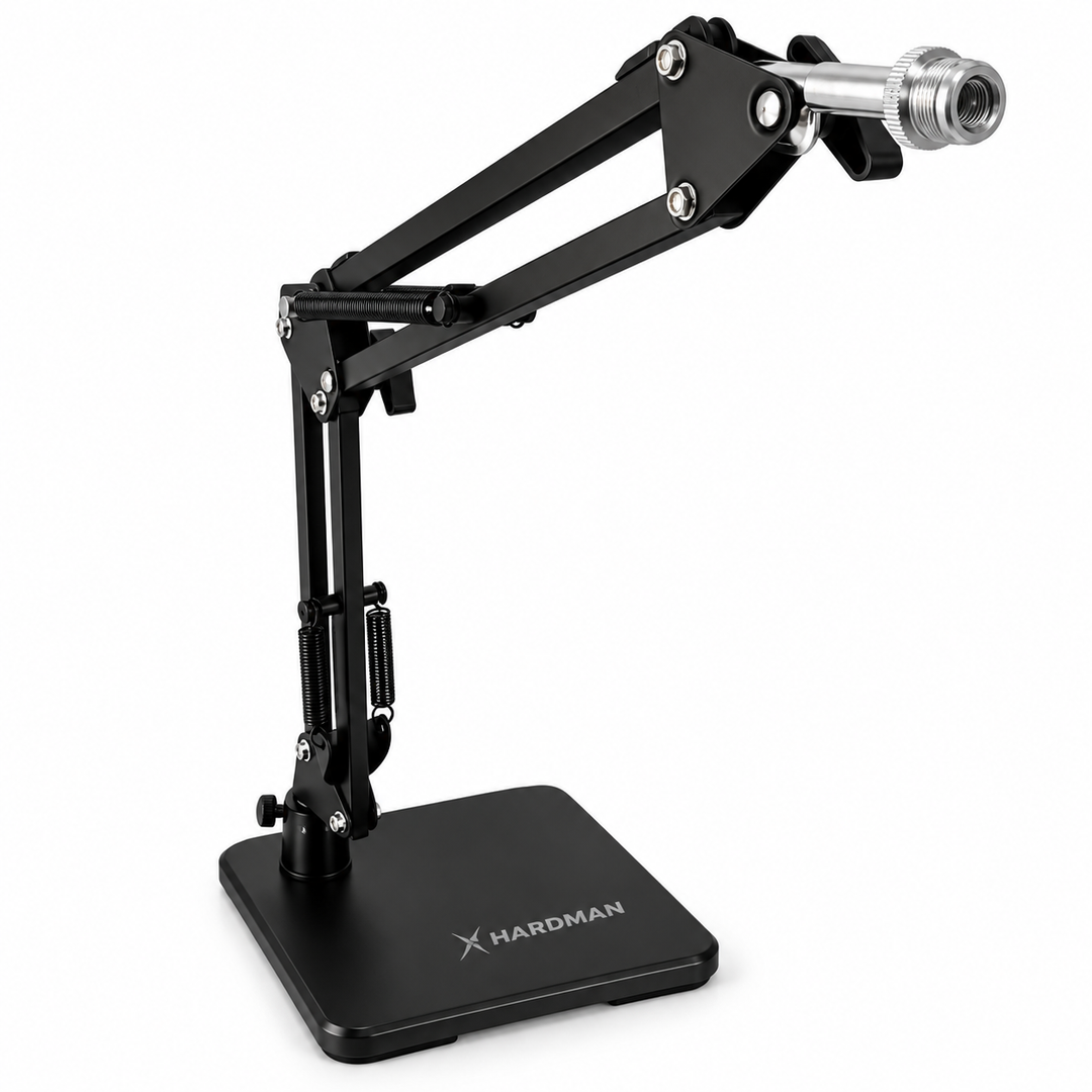 Supporto per microfono da tavolo Hardman con base pesante e braccio, fino a 2,5 kg
