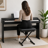 Panca per pianoforte richiudibile Hardman SB006, nera, fino a 150 kg