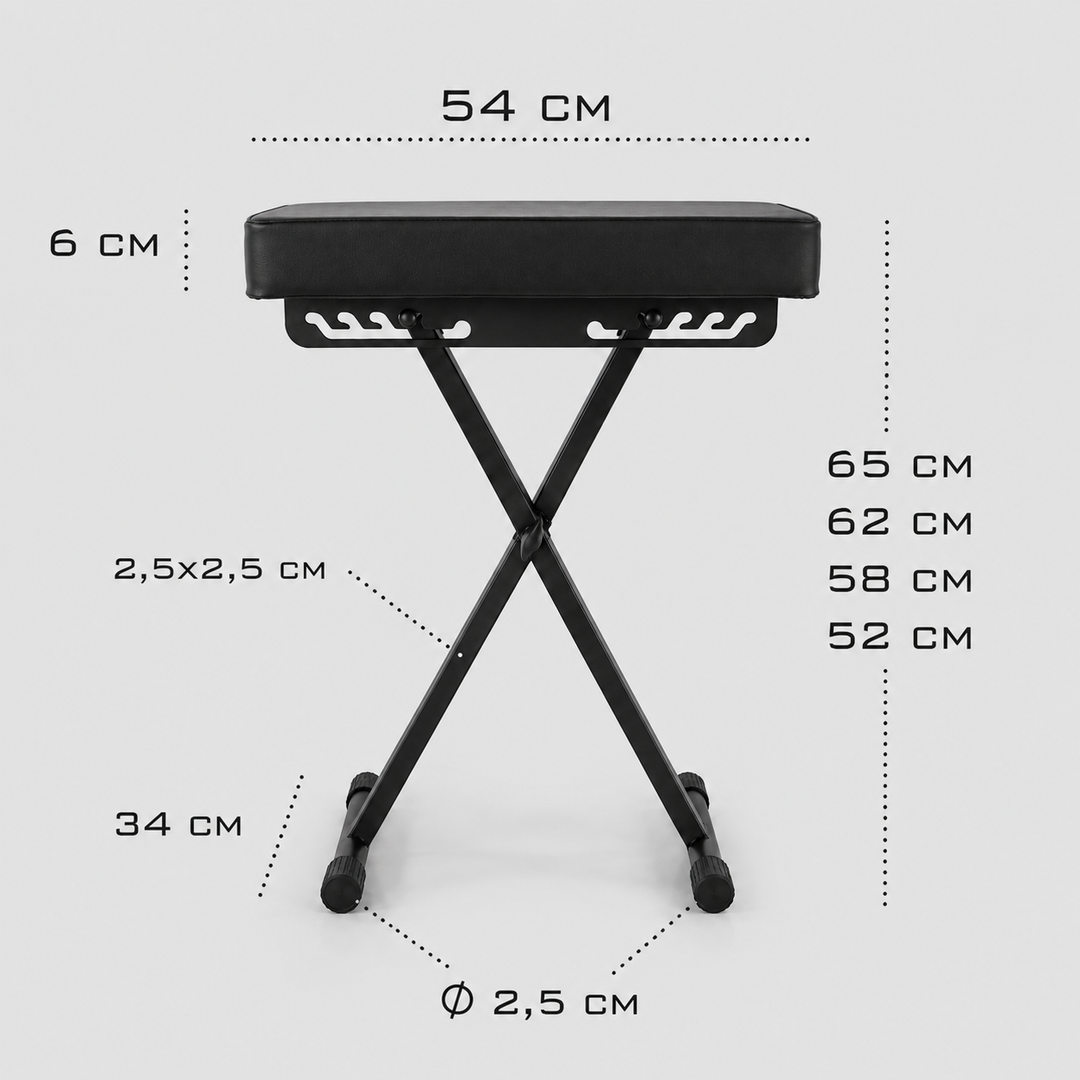 Panca per pianoforte richiudibile Hardman SB006, nera, fino a 150 kg