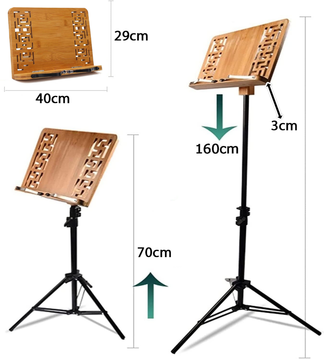 Supporto per spartiti in legno (70-160cm)