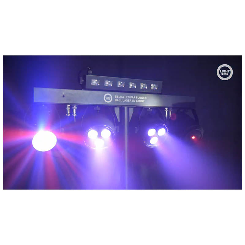 LIGHT4ME T-BAR LED PAR BLOMSTERKUGLE LASER UV STROBE illuminazione da discoteca multieffetto