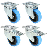 4x Ruote Blu 2 con e 2 senza Freno (100mm)