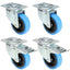 4x Ruote Blu 2 con e 2 senza Freno (100mm)