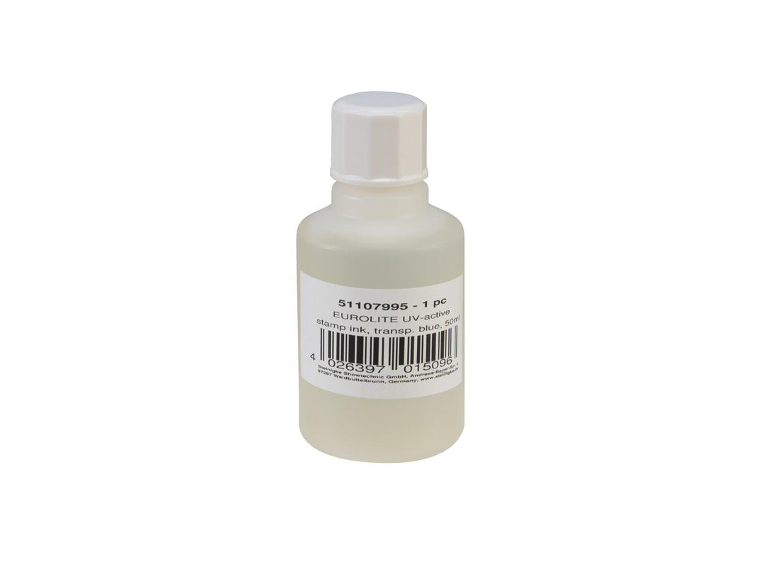 EUROLITE Inchiostro per timbri attivo ai raggi UV, blu trasparente, 50ml