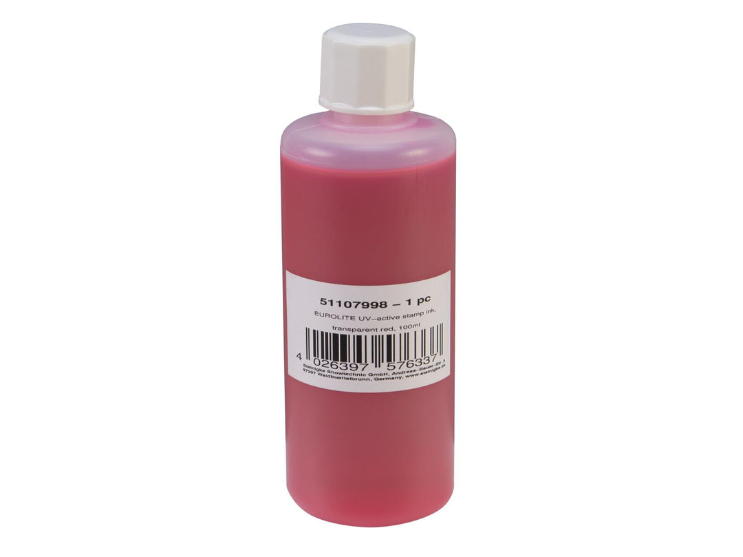 EUROLITE inchiostro per timbri attivo ai raggi UV, rosso trasparente, 100ml