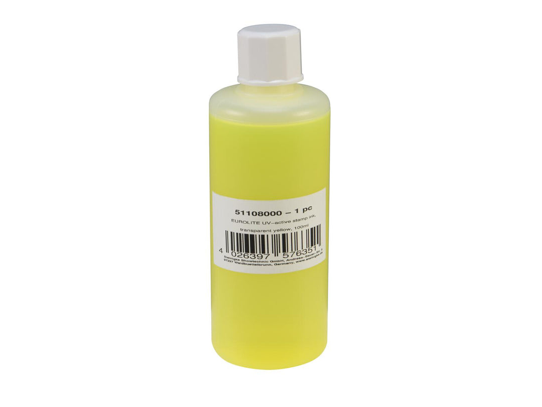 EUROLITE UV-active Stamp Ink, giallo trasparente, 100ml