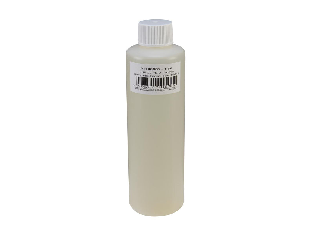 EUROLITE Inchiostro UV-active per timbri, blu trasparente, 250ml