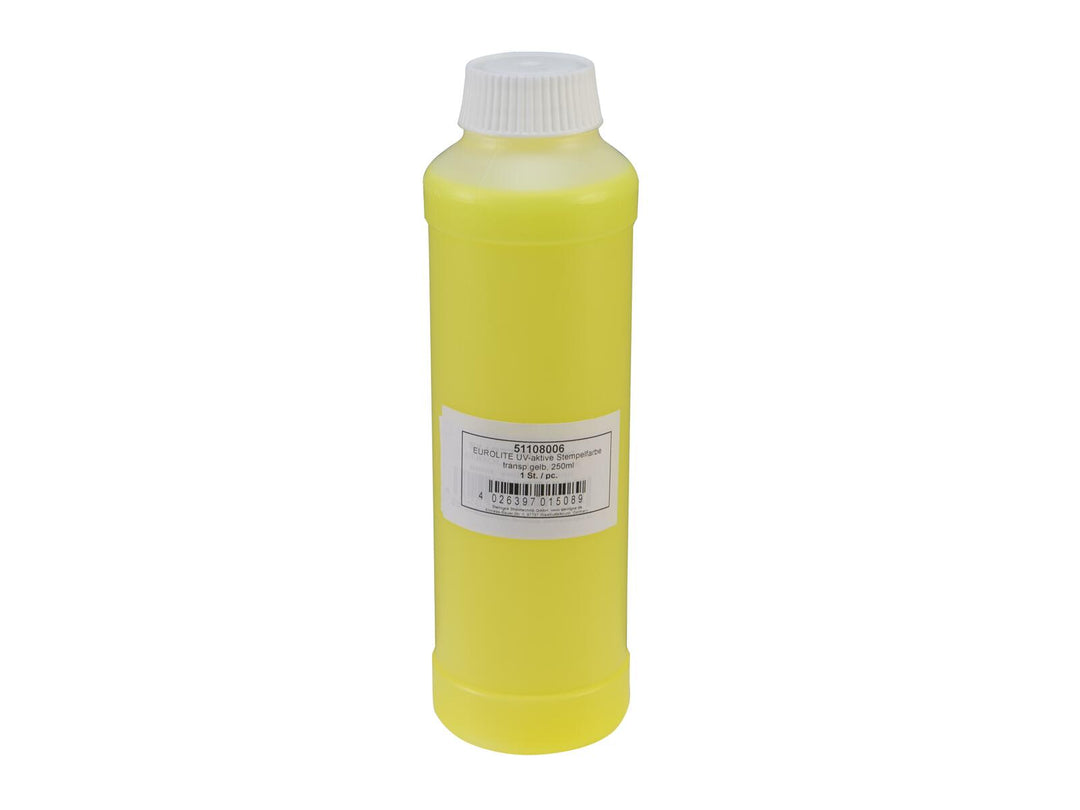 EUROLITE UV-active Stamp Ink, giallo trasparente, 250ml