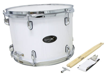 Tamburo tenore da marcia Basix 14" x 10", bianco, con bacchette