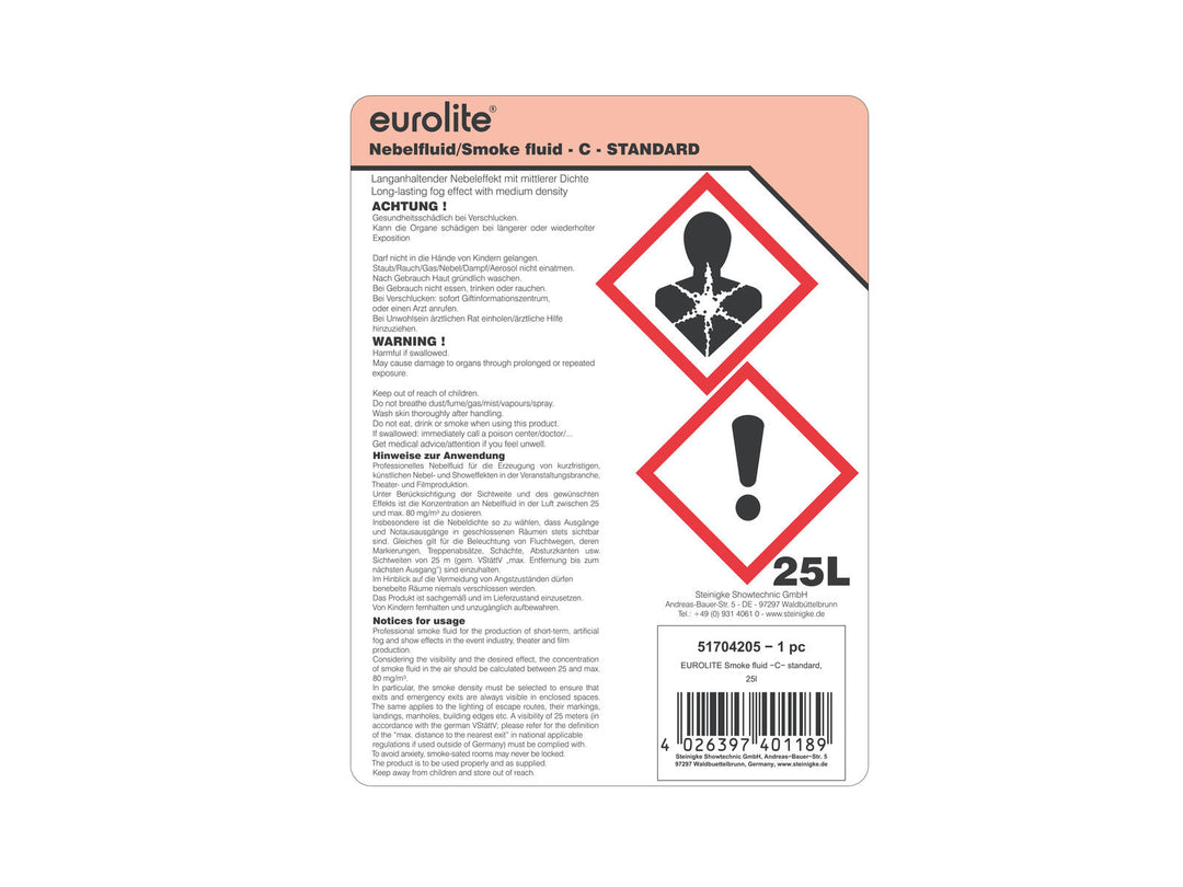 EUROLITE SMOKE FLUID -C- Standard, 25l liquido per fumo