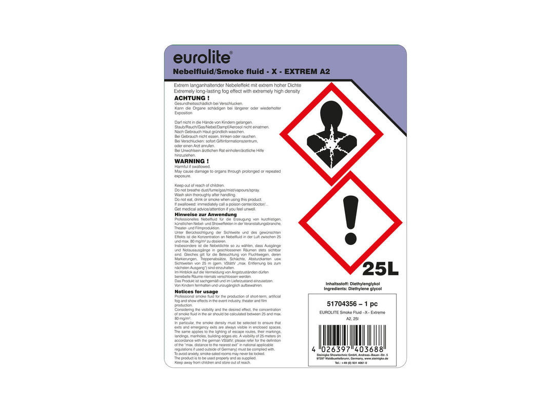 EUROLITE SMOKE FLUID -X- Extreme A2, 25l liquido per fumo