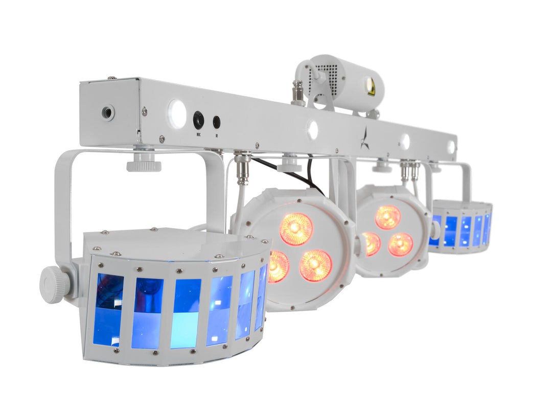 EUROLITE Set LED KLS Laser Bar FX Light Set bianco + Supporto per altoparlante BPS-2 bianco
