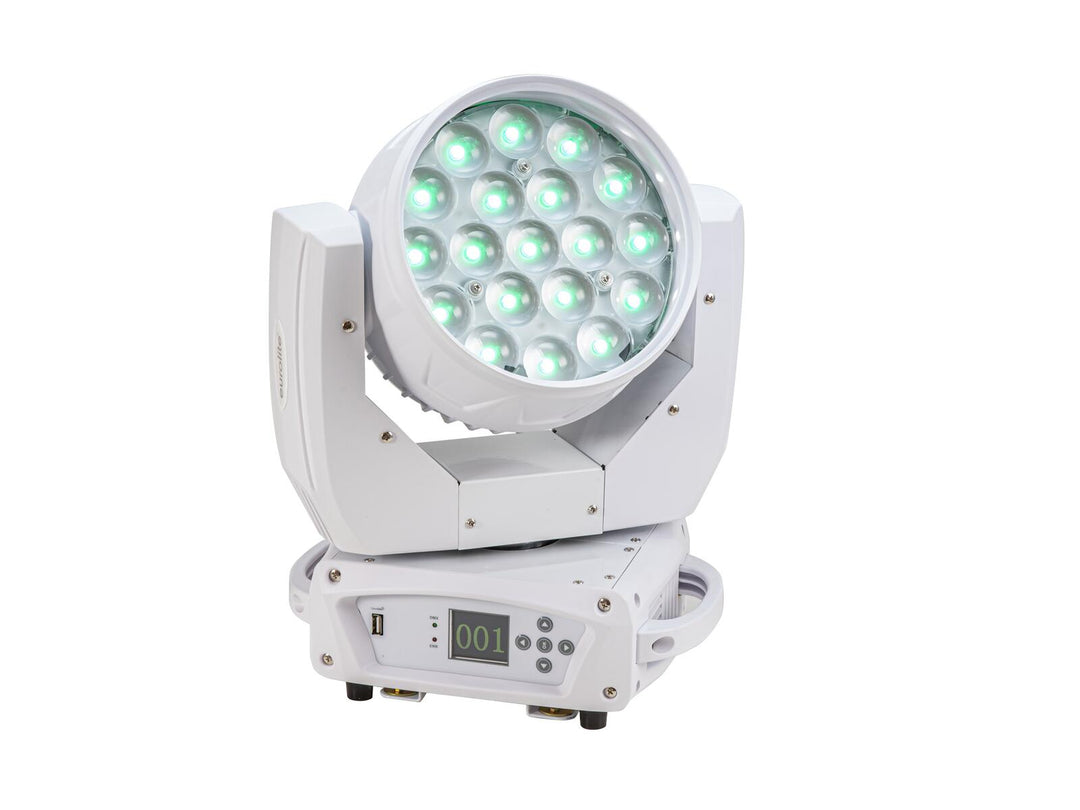 EUROLITE Set 2x LED TMH-X4 Teste Mobile Wash Zoom wh + Custodia EU con ruote