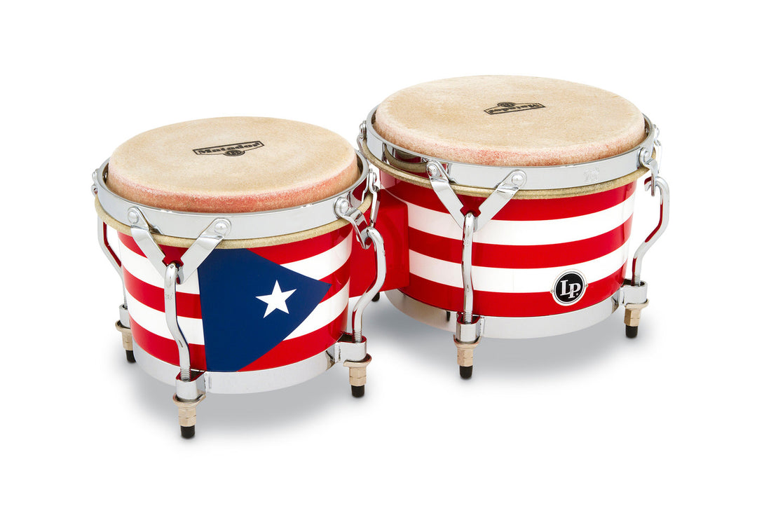 Latin Percussion Bongo Matador in legno - Bandiera portoricana (M201-PR)