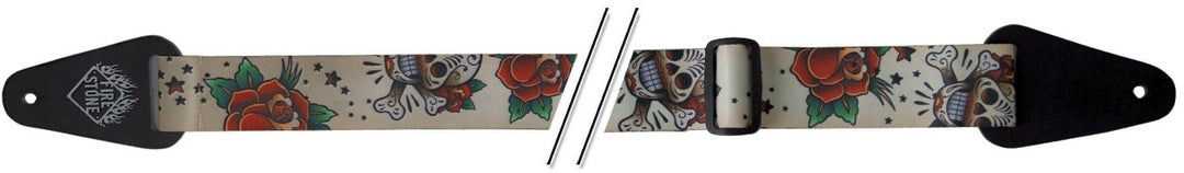 Cinghie per Chitarre GEWA F&S Tattoo-Edition - Skulls and Roses White