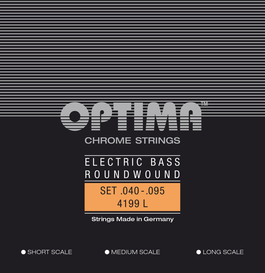 Optima corde per basso elettrico Chrome Strings round wound long scale - set 4 corde light (4199L)