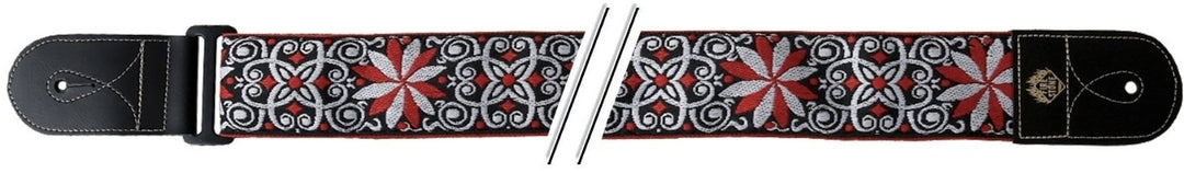 GEWA Cinghie per Chitarre F&S Folk Jacquard - Rosso-Bianco