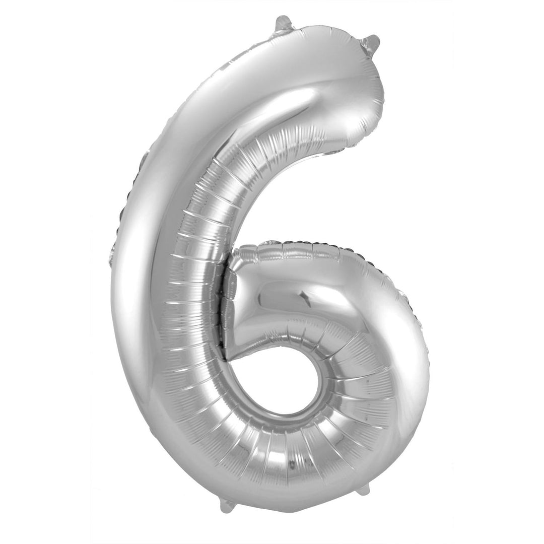 Palloncino a Forma di Numero 6 (Argento, 86 cm)