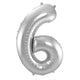 6 Shaped Number Foil Balloon Silver (86 cm)
