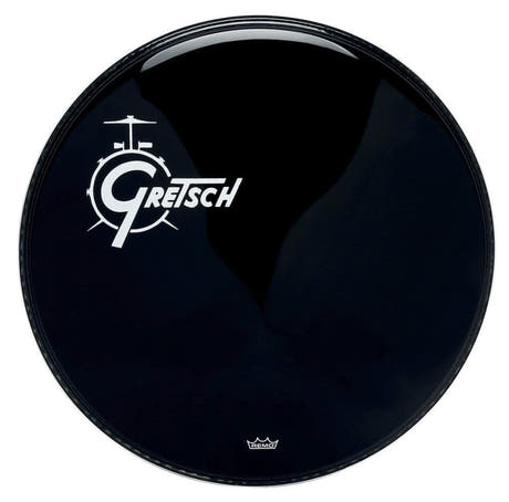 Gretsch Ambassador Ebony 18" pelle per grancassa, logo bianco a sinistra