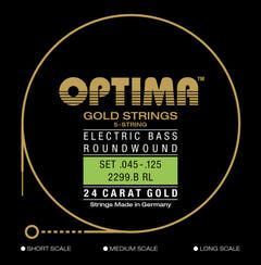 Optima corde per basso elettrico Gold Strings round wound long scale - set 5 corde reg-light (2299B)