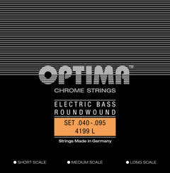 Optima Corde per basso elettrico Chrome Strings. Round Wound Medium Scale - Set 4 corde light (4199M)