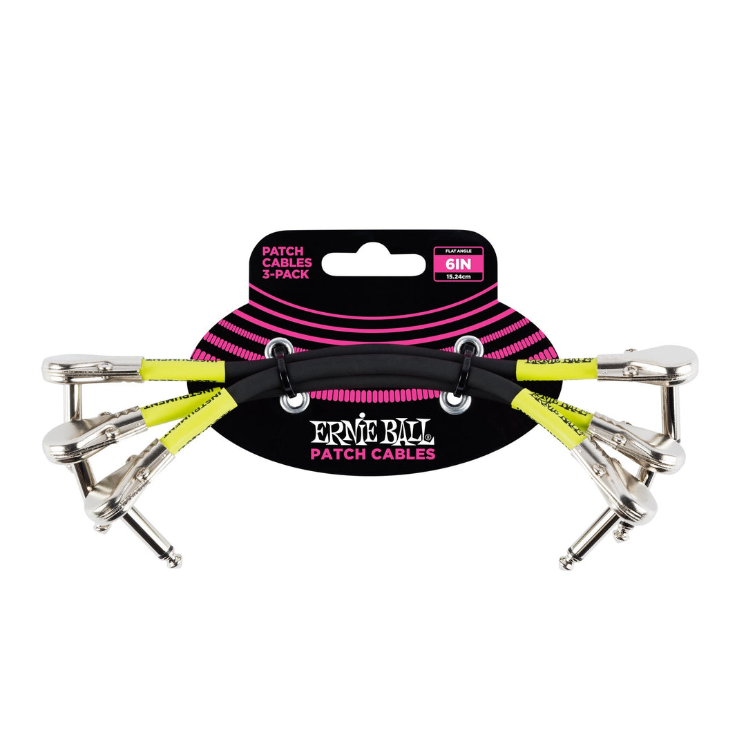 Ernie Ball EB-6059 Patch Cable Flat Connectors 15 cm, confezione da 3