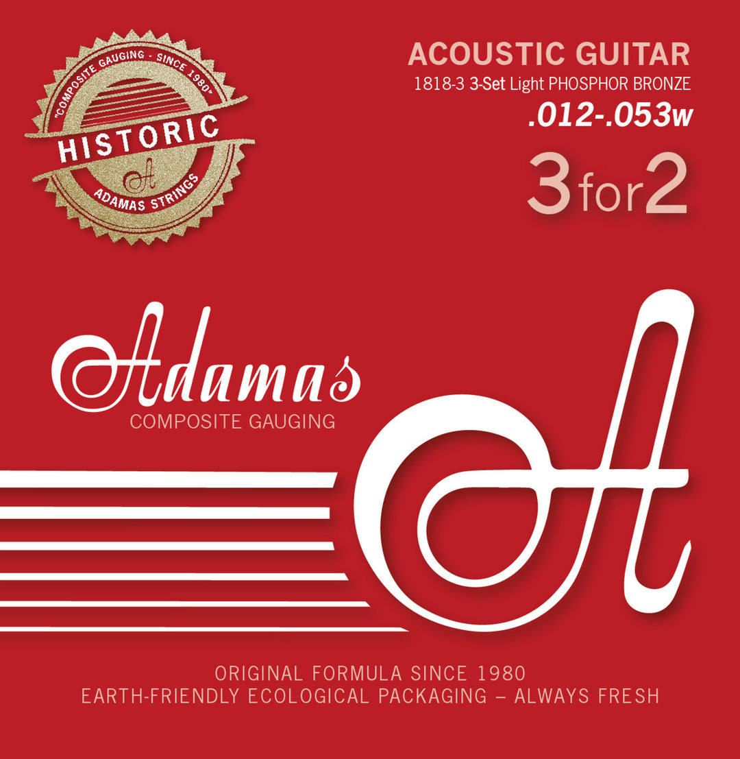 Corde Adamas per Chitarre acustica Adamas Phosphor Bronze Historic Reissue - Set da 3 Light .012 (1818-3)