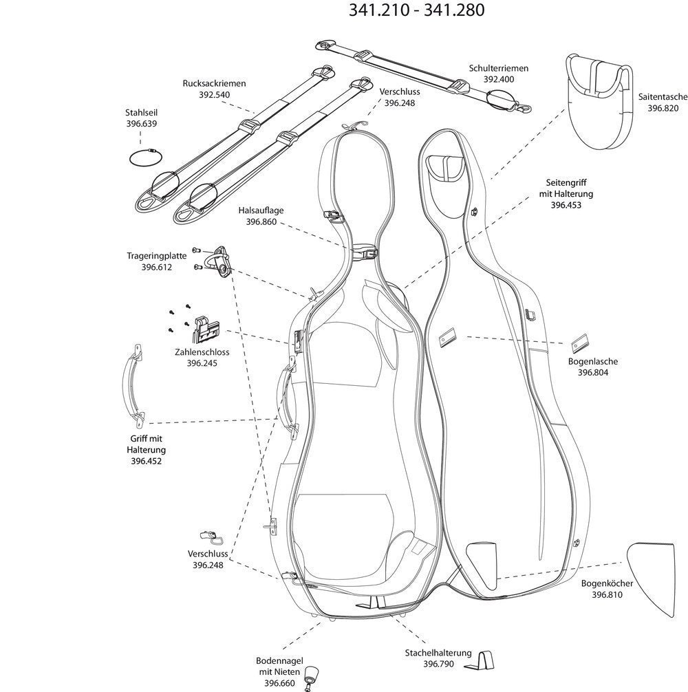 Chiusura GEWA per custodia Air per violoncello