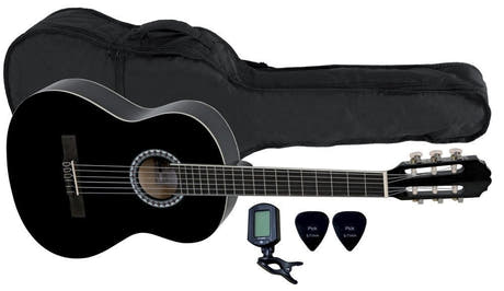 VGS Basic set: chitarra classica 3/4, nera, custodia e accordatore