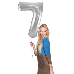 Palloncino a Forma di Numero 7 (Argento, 86 cm)