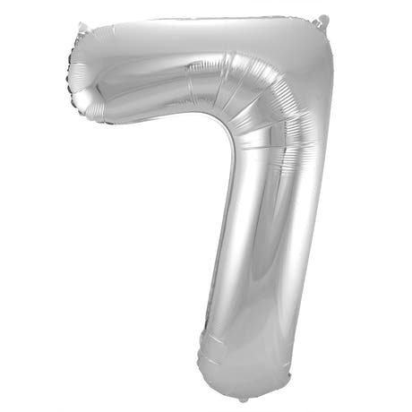 Palloncino a Forma di Numero 7 (Argento, 86 cm)
